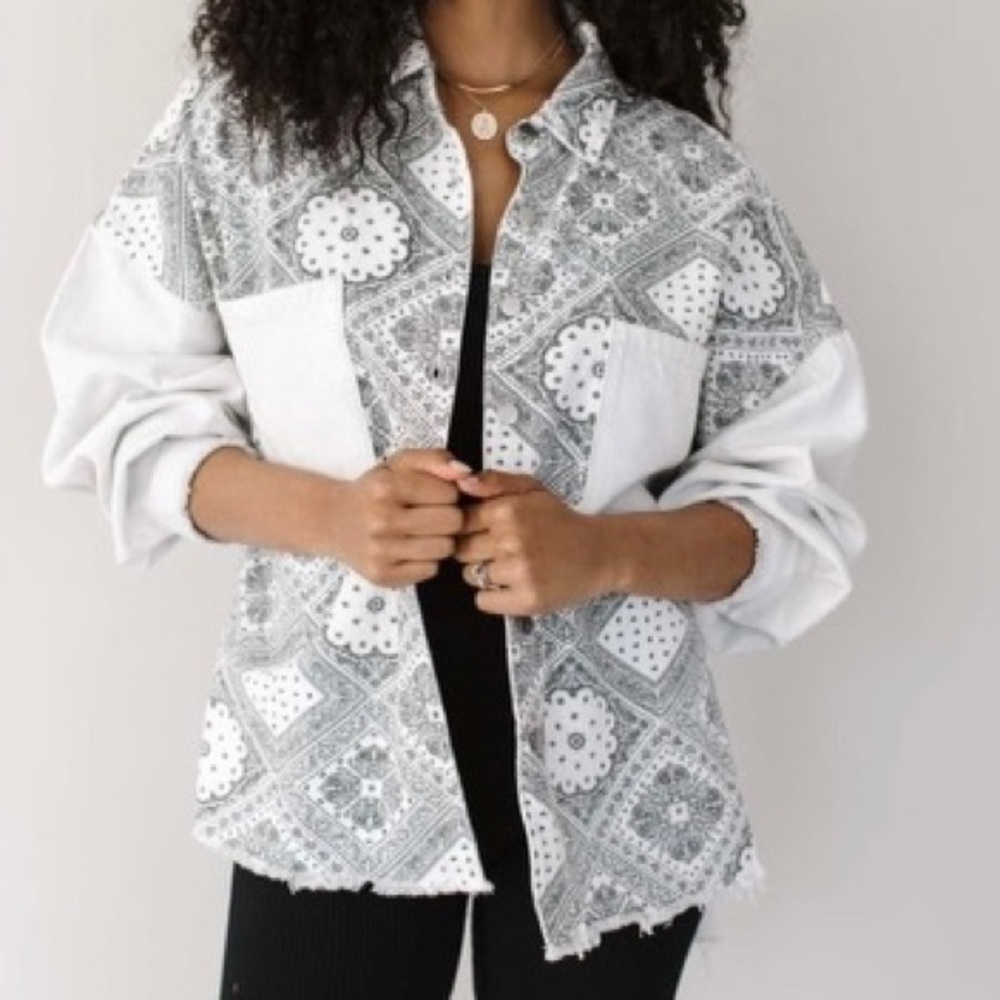 Paisley Denim Shacket . Black and white . Jacket